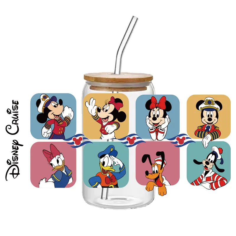 Disney UV DTF Cup Wrap Transfer Stickers for Glass,  Decal Stickers for 16OZ Libbey Glass Cups Furniture Craft Wood DIY Crafts