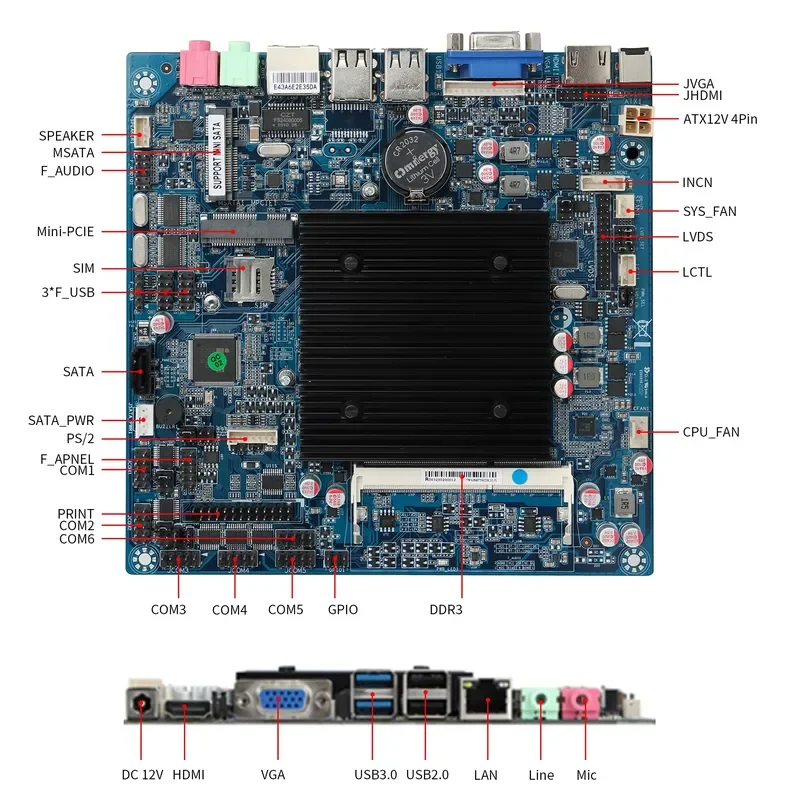 BOLRZO Hot Sale Shared main board Mini PC i3 8th Generation 8145U Desktop X86 DDR3 DDR4 Memory