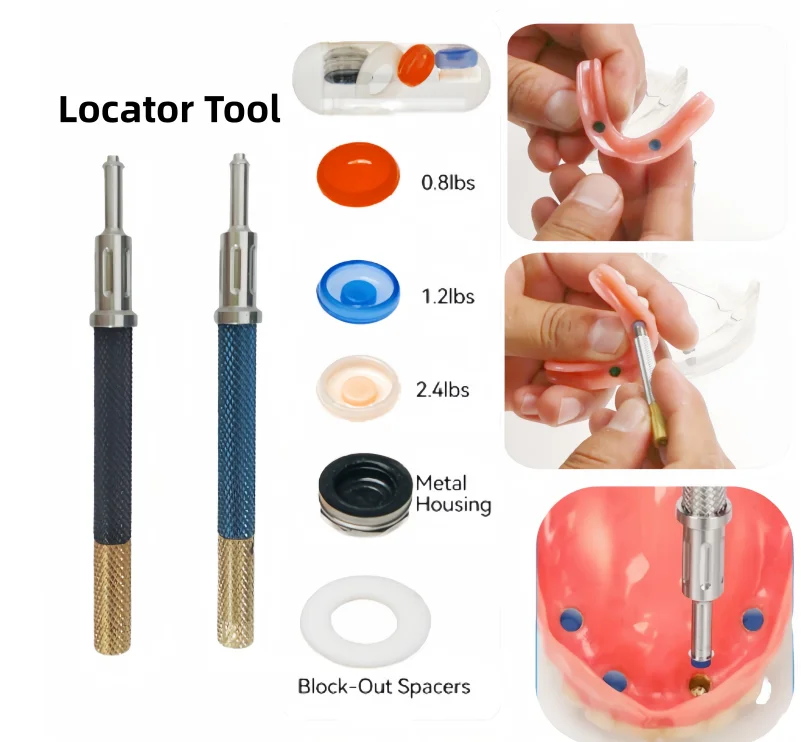 

Dental Implant Retention Cap Removable Insertion Extraction Universal Locator Core Tool Abutment Overdenture Attachment Kit