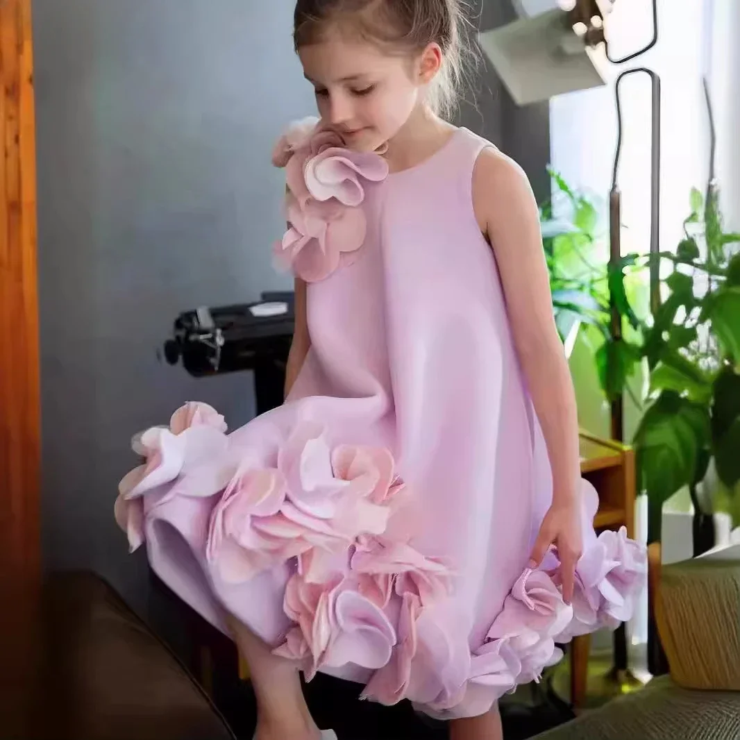 

Girl Princess 3D Flower Dress Infant Toddler Child Elegant Pageant Baby Clothes 1-12y Birthday Wedding Party New Years Dresses