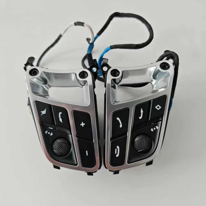 Car Steering Wheel Control Switches Volume Adjustment Buttons Chrome Silver Design Suitable for