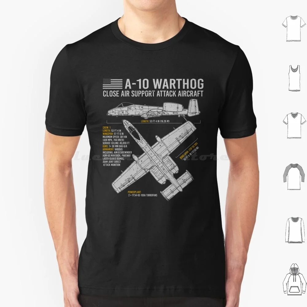 A-10 Warthog Us Plane Usaf Airplane Blueprint T Shirt Cotton Men Women Diy Print A10 A 10 Warthog Warthog American Military