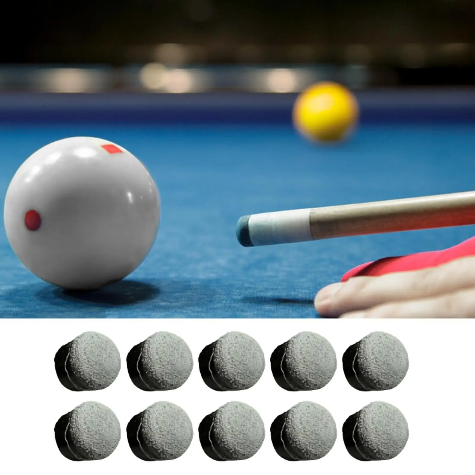 10x Pool Cue Stick Tips Screw on Tips Portable Repair Tools Parts Professional Lightweight Replacement for Snooker
