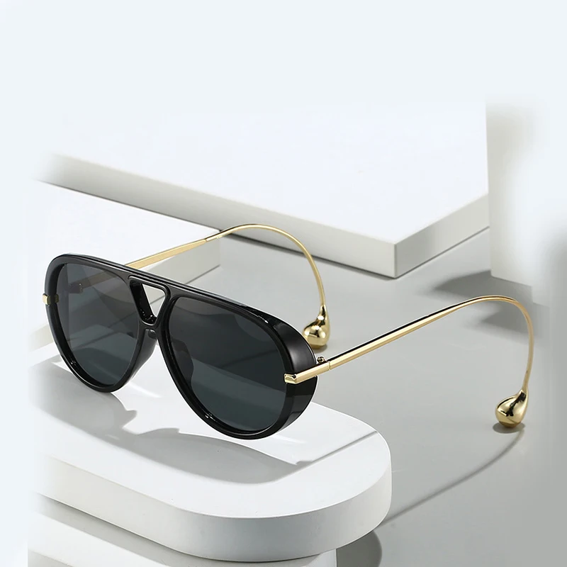 

Oversized Oval Pilot Punk Sunglasses Women 2025 Luxury Brand Double Beam Metal Frame Vintage Eyewear Lady Fashion Sexy Eyewear