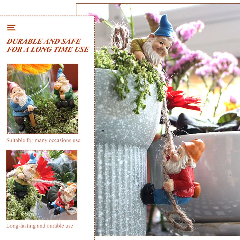 

4Pcs Resin Garden Gnome Decor Set Lifelike Durable Lawn Ornament Small Resin Craft for Indoor Outdoor Garden Supplies