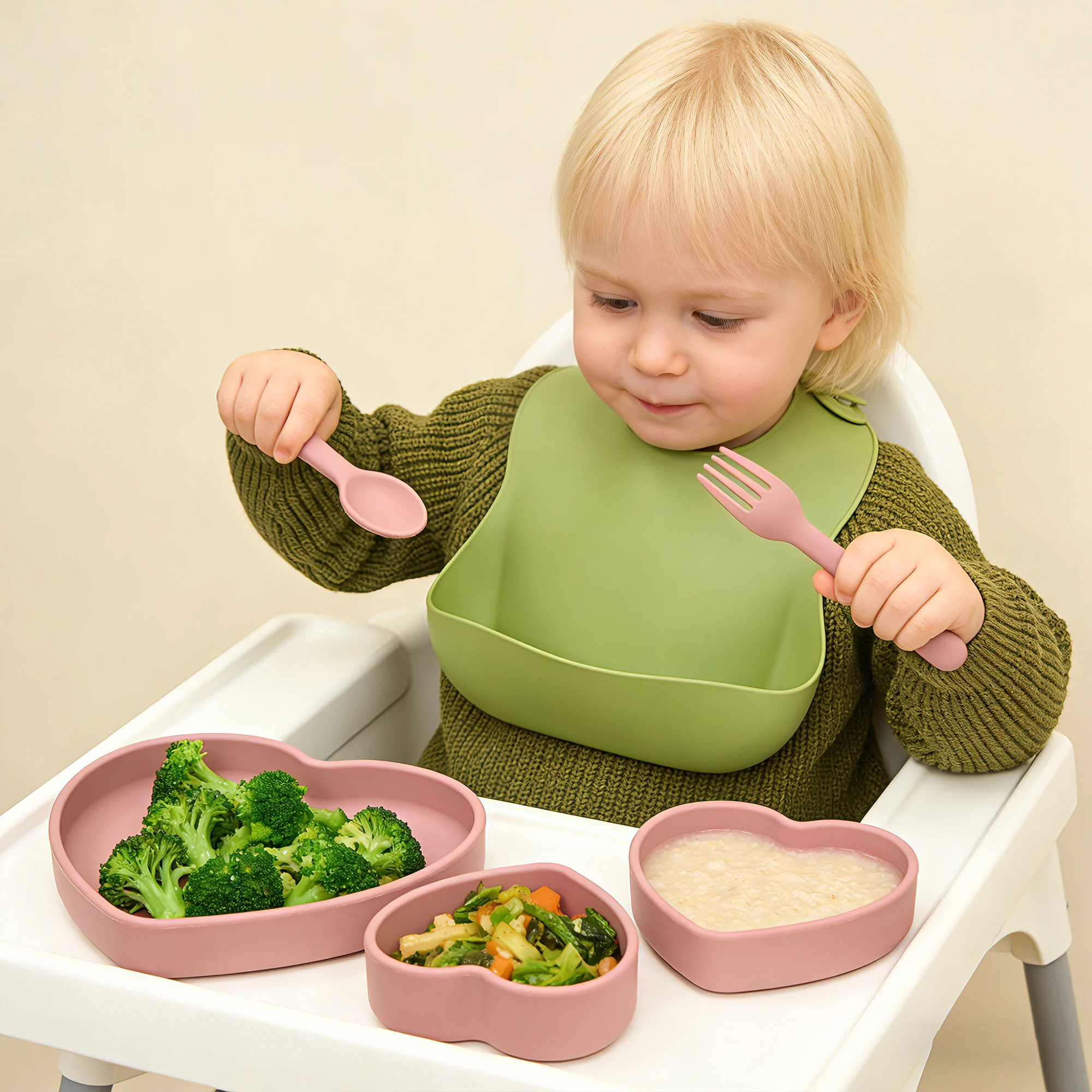 Silicone Heart Shaped Plate Se - Baby Food Tray recension och pris
