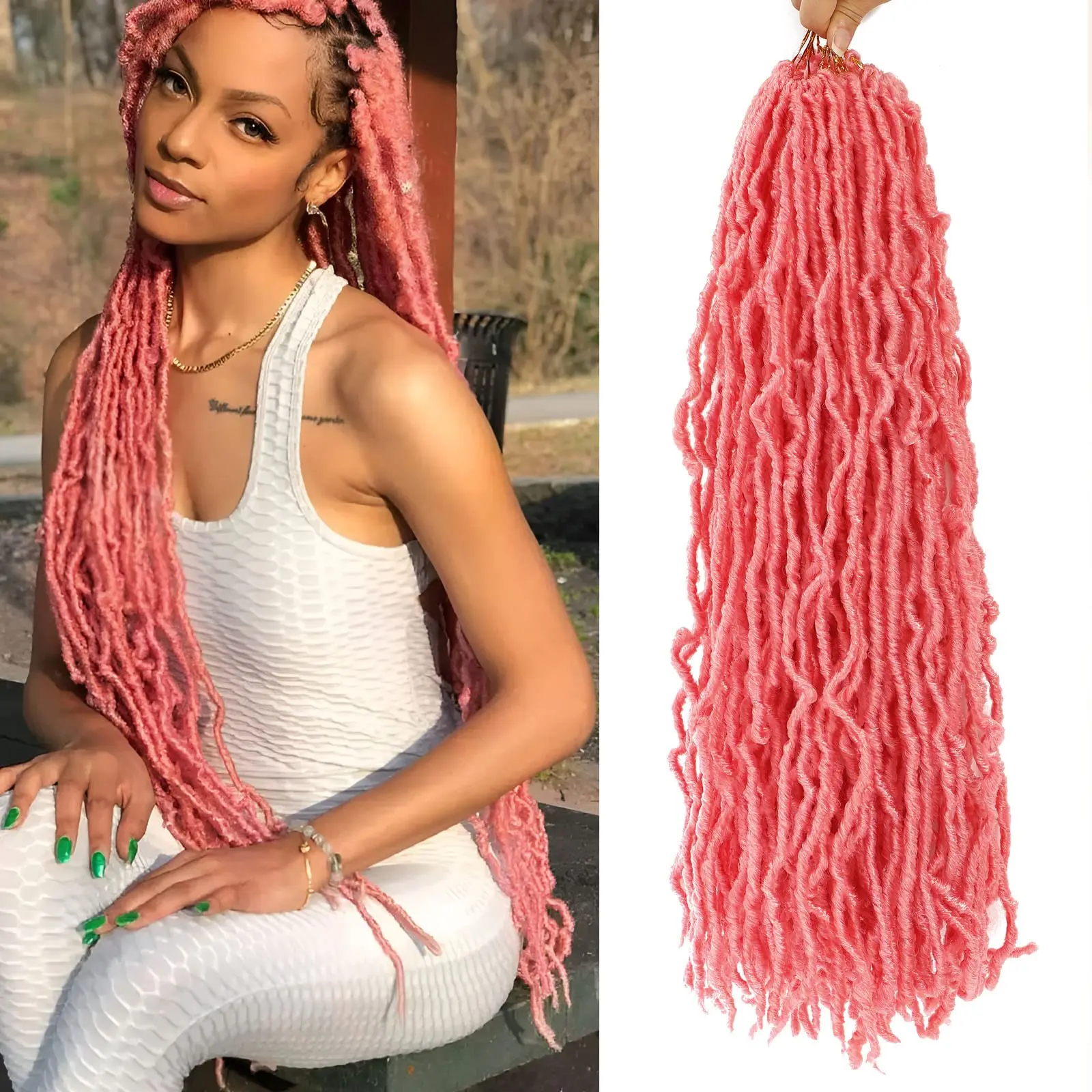 8 stuks hittebestendige dreadlock haakhaar faux locs 24 inch synthetische extensions zwarte zachte locs voor Halloween en Kerstmis