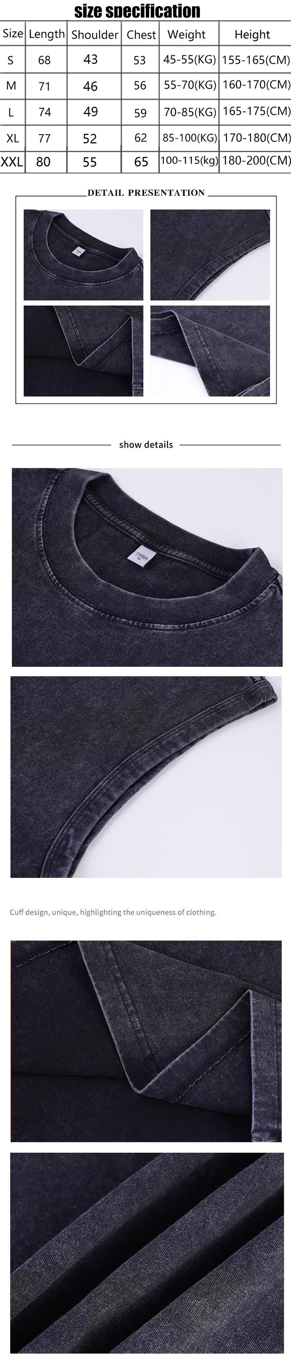 Forward Observations Group Vintage Washed Tanktops Skelett Ärmellose Weste T-Shirt Herrenmode Oversized Rundhals-Streetwear – Detail 1