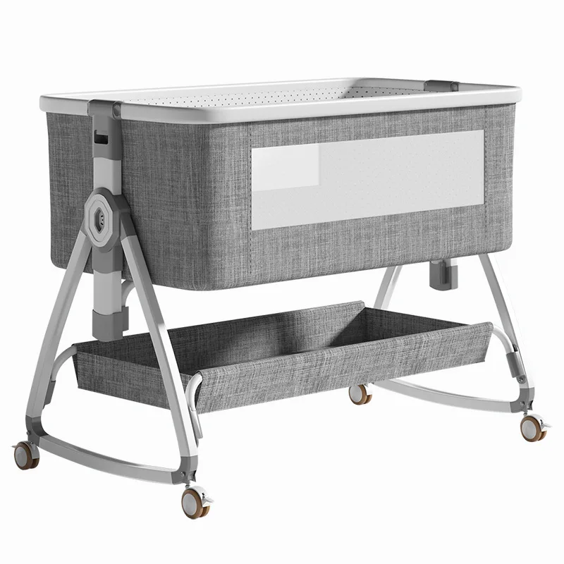 Multifunctional Mobile Baby Crib Foldable Portable Splicing Diaper Table Queen Cradle Bed Crib for Nursery