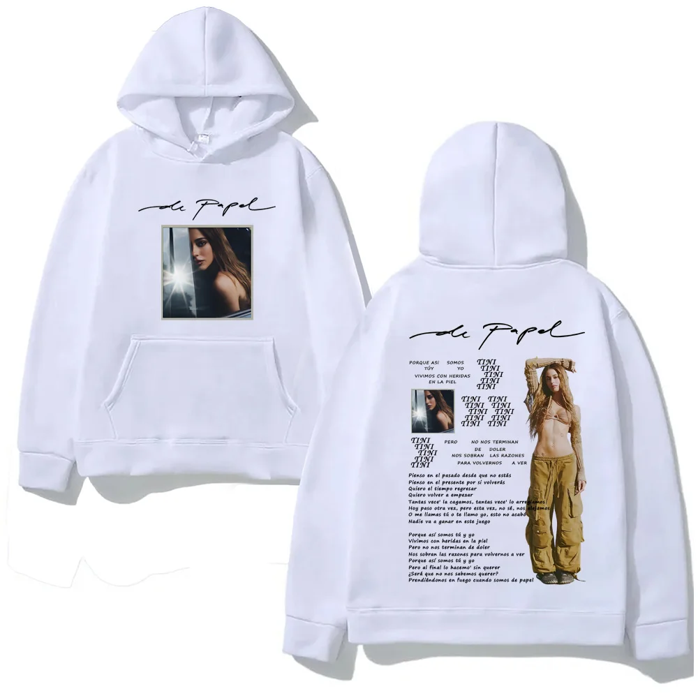 TINI -De Papel เสื้อฮู้ดพิมพ์ลายกราฟิกขนแกะเสื้อสเวตเตอร์แขนยาวสไตล์นักร้องเสื้อผ้า SudaderasPullovers