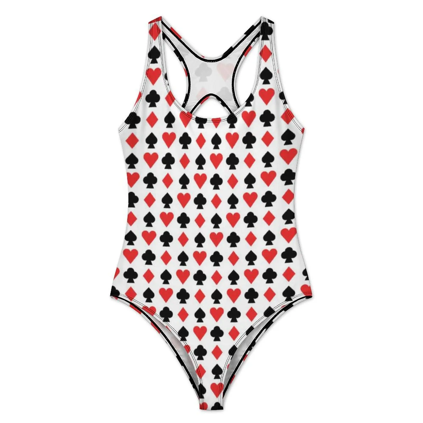 Playing Poker Swimsuit Card Suits Design One-Piece Swimwear Push Up Fantasy Monokini Sexy Holiday Swim Design Swimsuits