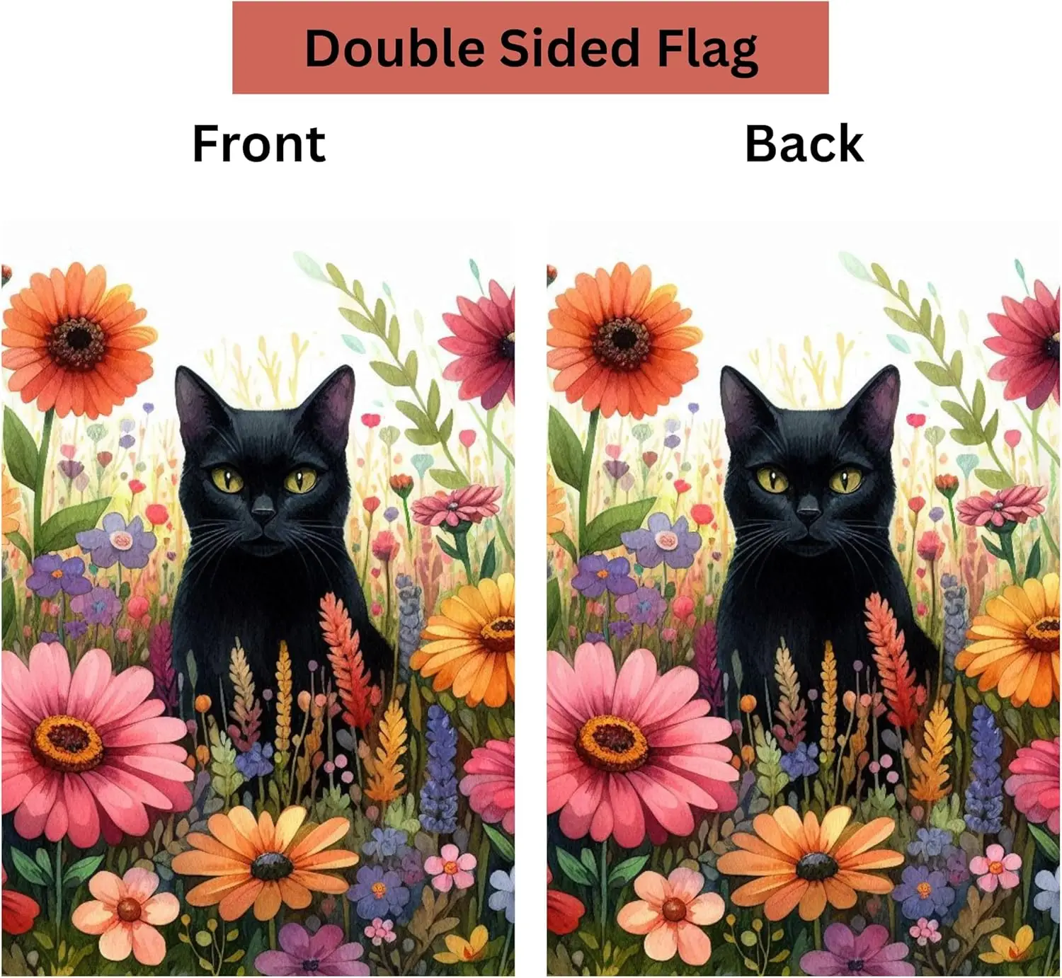 J&D’s Everyday Needs Black Cat Garden Flag - Yard Flags for Outside, Cats Small Spring Flag Double Sided 12x18, Cute Sum XAA SSL