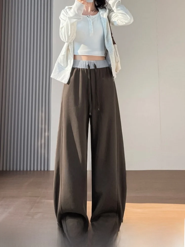 

Женские брюки Cé Brown Slim Straight Leg: свободные, с высокой талией, в корейском стиле, для повседневной носки, прямые, спортивные