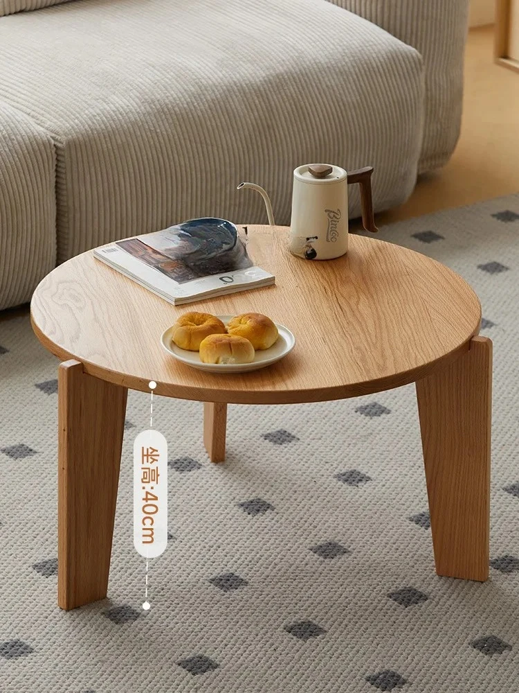 ZZ غرفة المعيشة المنزلية الخشب الصلب طاولة القهوة المستديرة القرون الوسطى شقة صغيرة طاولة القهوة B & B وابي سابي طاولة القهوة الرياح #5