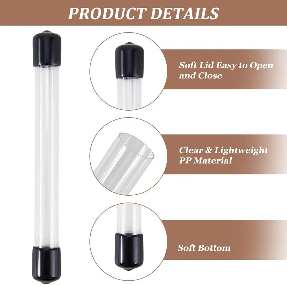 Clear Rigid Tube Round Plastic Tubing with Black Rubber Caps Polycarbonate Water Pipe,3inch Length,100set
