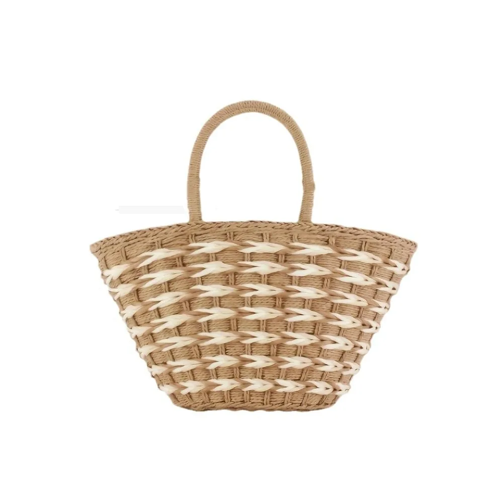 

Simple Large Capacity Weave Straw Bag Casual Commuting Beach Tote Bag Streetwear Picnic Bag Woman Bucket Handbag Travel