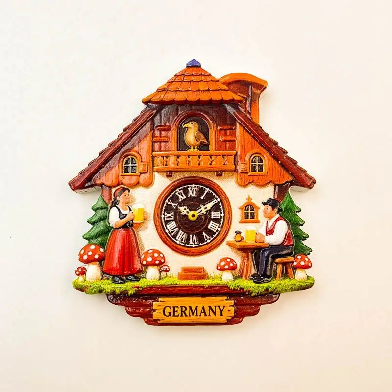 

German Refrigerator Magnet Travel Souvenir Personalized Creative Cuckoo Clock Decoration Resin 3D Magnetic Gift