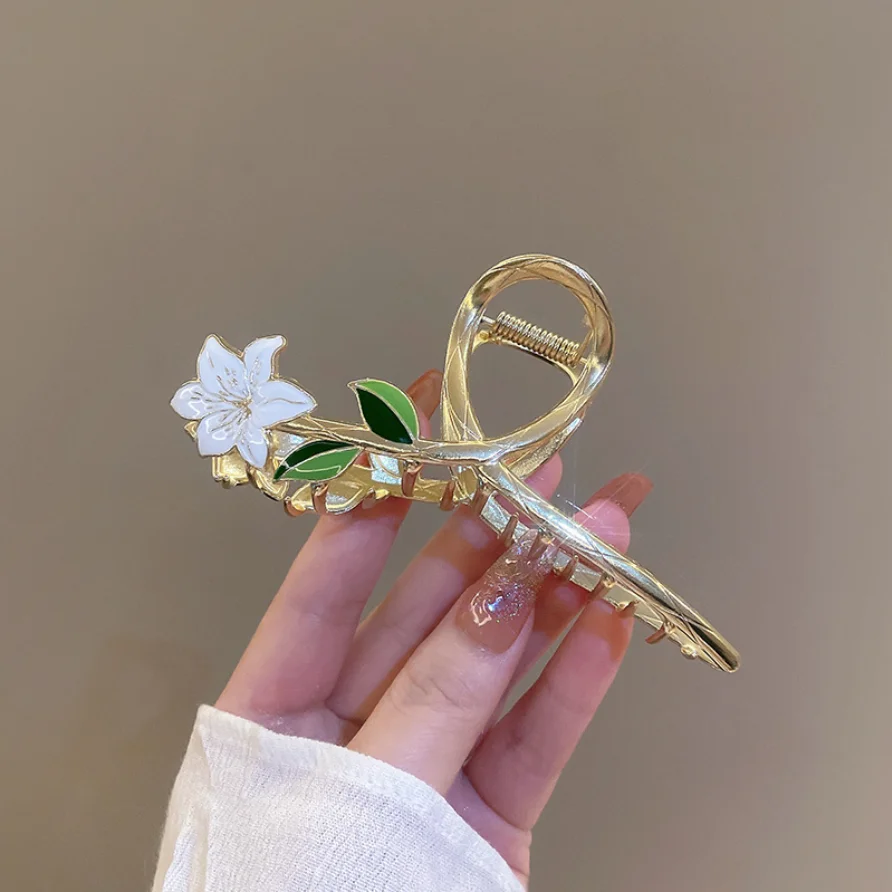 Neue Süße Metall Blume Haar Klaue Clip Pferdeschwanz Greifen Haar Clips Shark Clip Frau Haarnadeln Für Mädchen Haar Zubehör Kopfschmuck – Detail 11