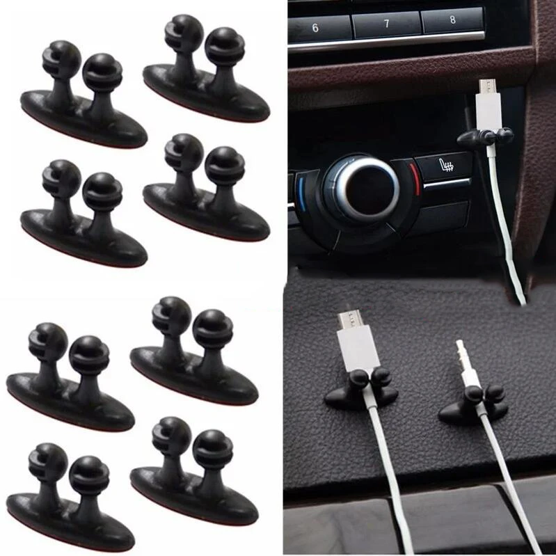 8pcs Cable Manager Car Dashboard Mobile Phone Cable Manager Charger Cable Line Organizer Clasp Clamp Auto Interior
