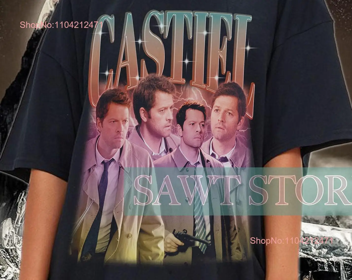 Retro CASTIEL T Shirt Bootleg Fans Vintage Kids Homage Misha Collins long or short sleeves