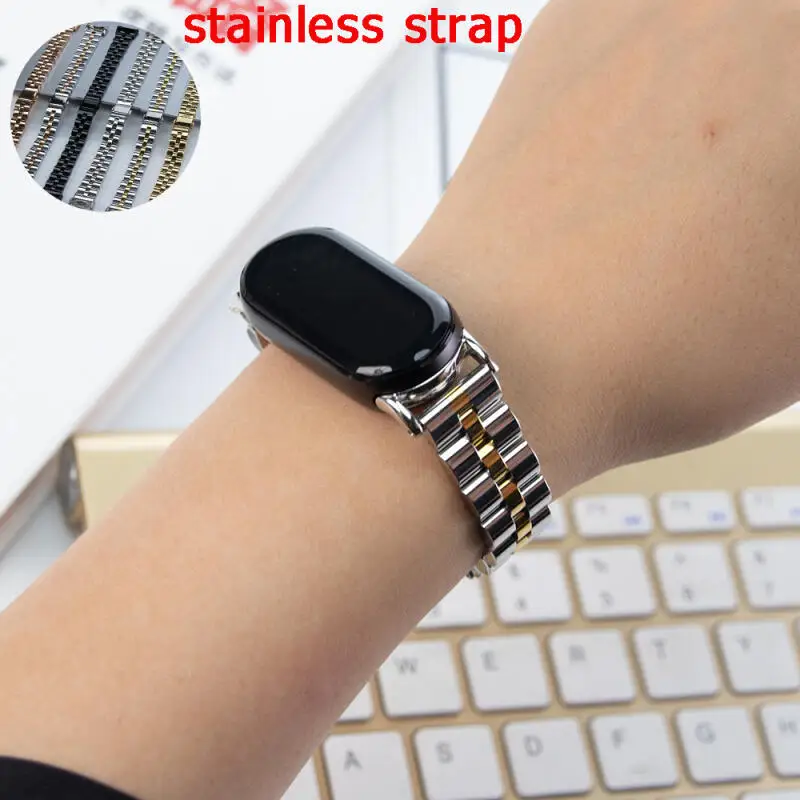 Edelstahl Band Für Xiaomi Mi Band 8/9 Smart Uhr Band Armband Zubehör Für Xiaomi Mi Band 8/9 Metall Austauschbare Strap