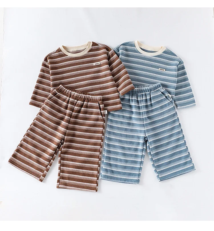 

Nordic Style Baby Outfit New A-Line Long Sleeve+Pant Striped Autumn Set Trendy Boys Girls Two-Piece Ensemble for Outdoor Wear