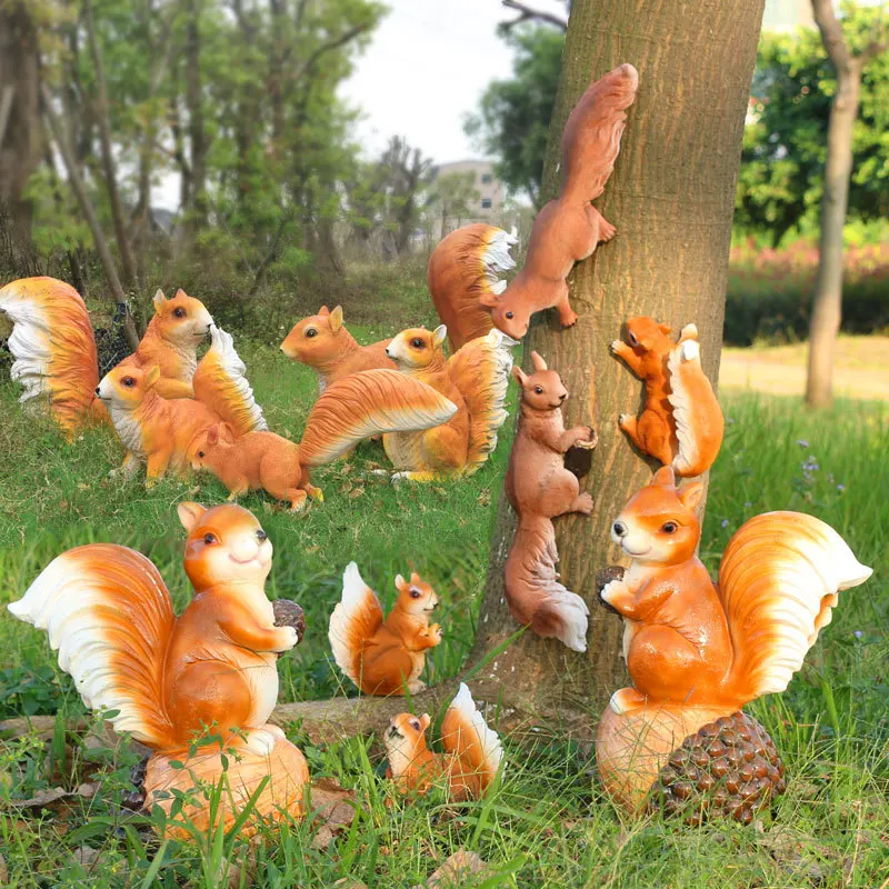 Realistic Lifelike Resin Squirrel Statue Animal Sculpture Outdoor Garden Yard Patio Lawn Landscape Ornament Decor Art Craft