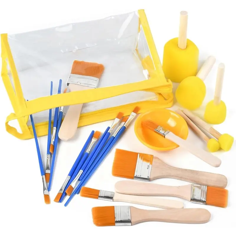 

【EFFICIENT 】Essential For DIY And Crafts Decoupage Kit,Includes 5 Foam Brushes, 16 Soft Brushes, Glue Container Bowl Project
