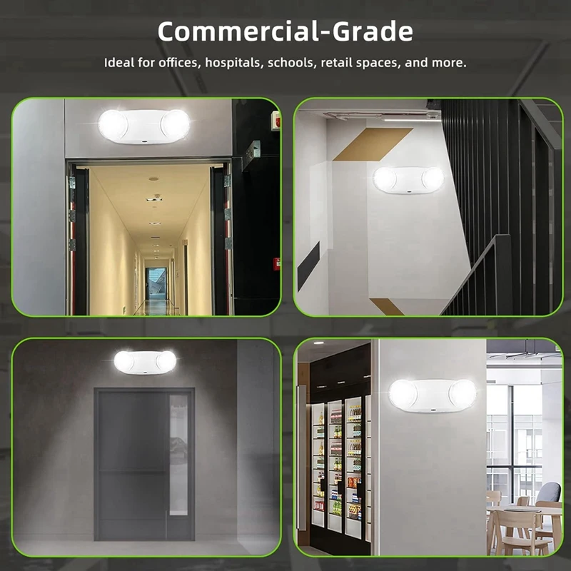 LED Emergency Light With Battery Backup, Bi-Directional Adjustable Commercial Emergency Lighting