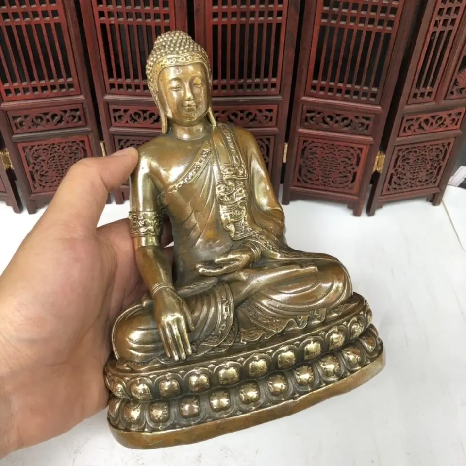 Copper sitting Shakyamuni Buddha Statue Bodhisattva Buddha Statue Office Home Decor Gift for Desk Ornament