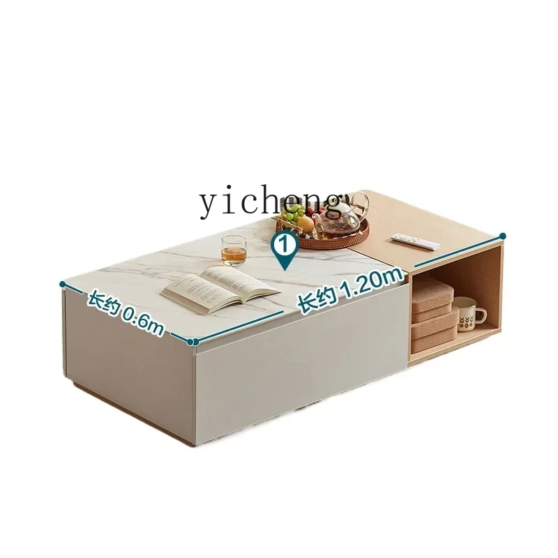 

modern rock slab telescopic TV cabinet coffee table combination living room home TV cabinet locker integrated