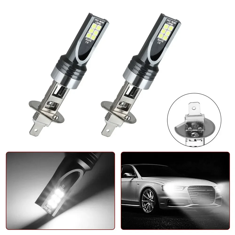 2pcs Universal H1 Car Headlight Bulbs Car Front Fog Lights Multifunctional 100W 6500K Car Lighting Lamps Auto Light Accessories