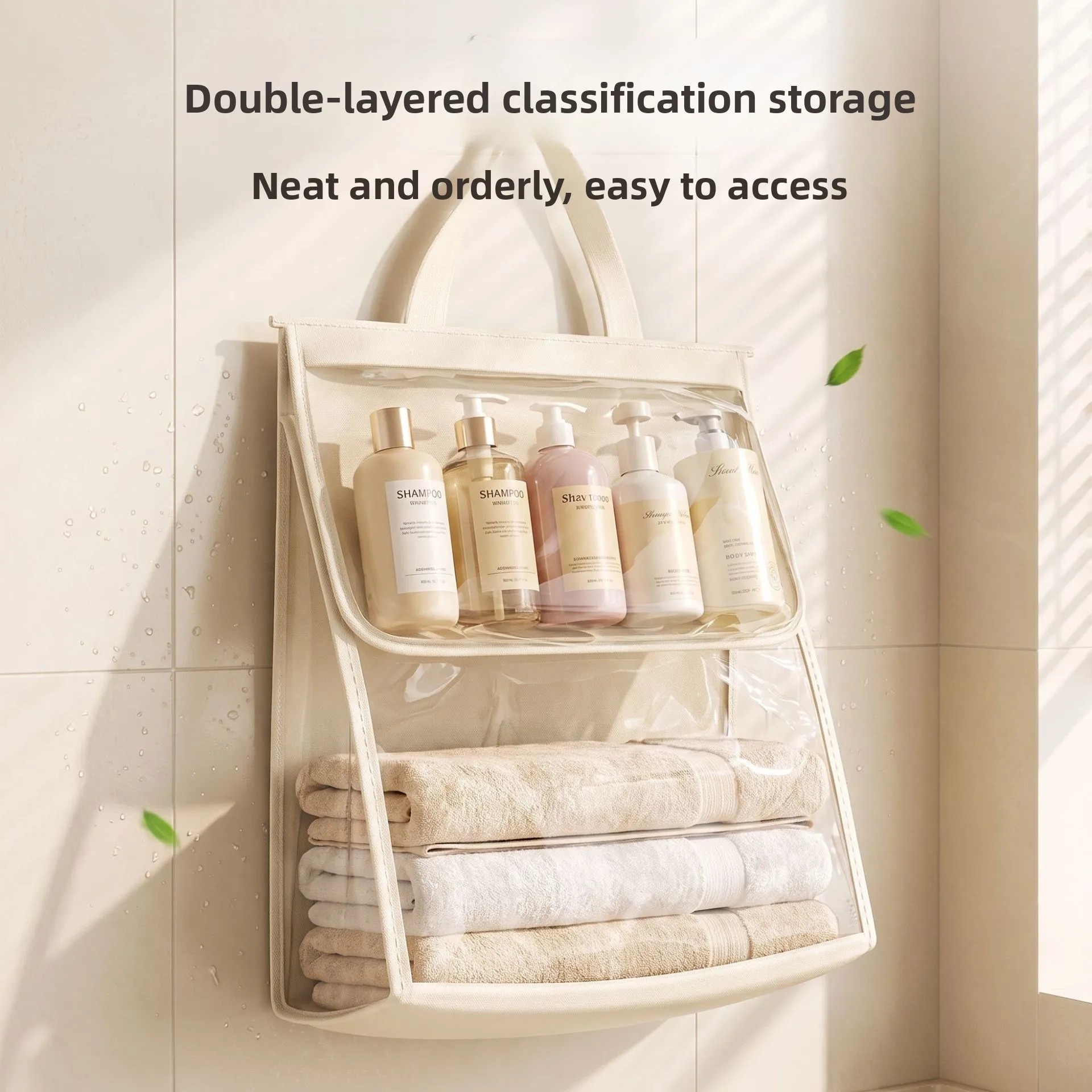 Bathroom Hanging Storage Bag Underwear Panties Organizer Bag Touch Screen Phone Pouch Sundries Bag Double-Layer Storage Pouch