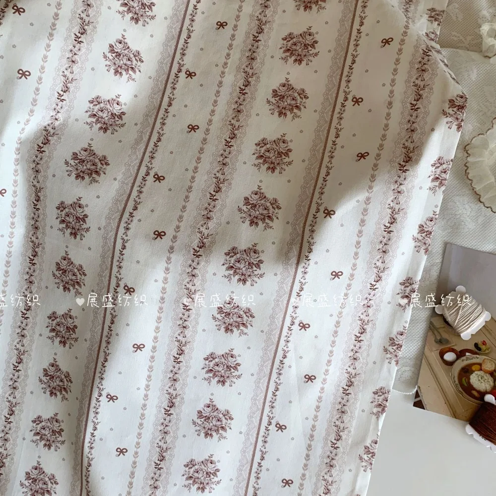 140x50cm Cotton Printed Fabric Floral Pattern DIY Material for Kids Bags Pajamas Dresses INS Style Sewing Cloth view 4