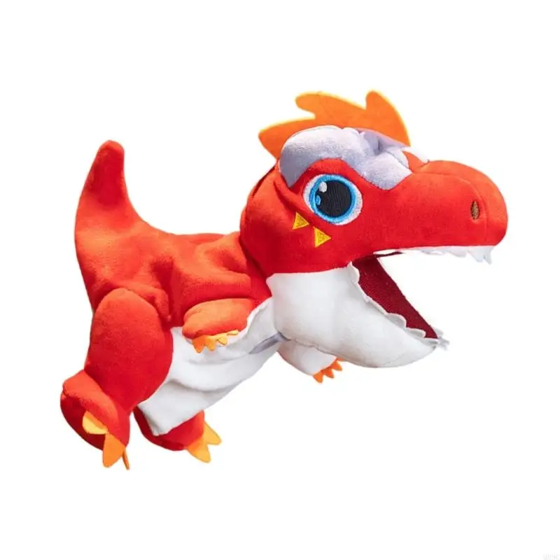 M89c Cartoon Dinosaur Hand Puppet adorabile giocattolo peluche Regalo per narrazione della bocca