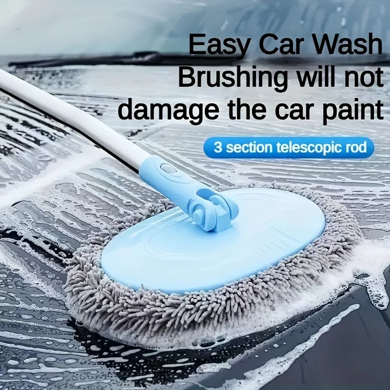 Car Cleaning Brush Car Wash Mop Telescopic Long Handle Detailing Adjustable Super Absorbent Car Wash Brush Home Car Accessories