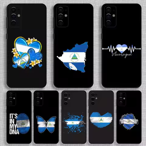 Nicaragua Flag Phone Case For Samsung S24,S21,S22,S23,S30,Ultra,S20,Plus,Fe,Lite,Note,10,9,5G Black Soft Cover