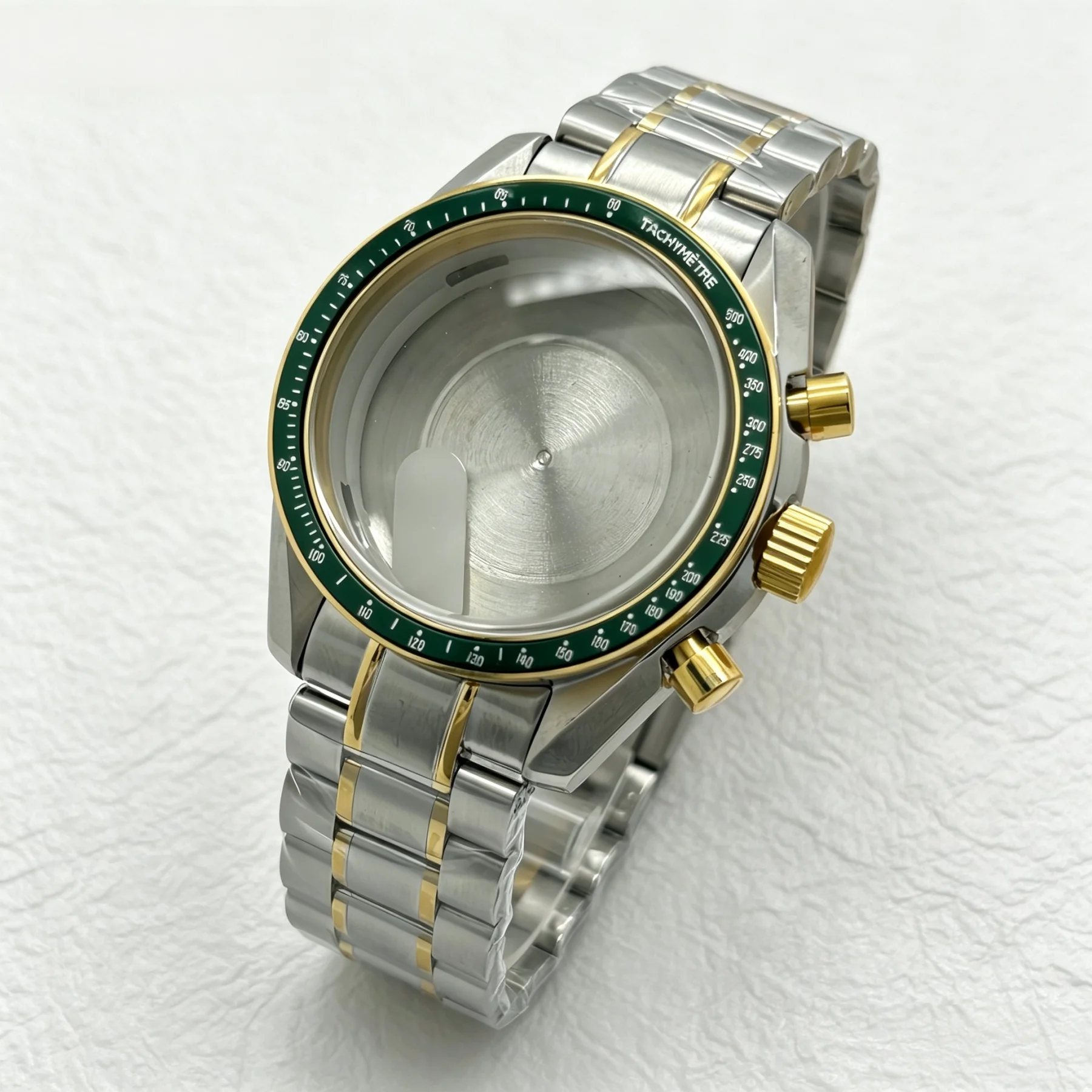 Silver Gold Multifunctional 39.7mm Watch Case Suitable for VK63A Quartz Movement Parts Fits 20mm Steel Band Case with Bezel