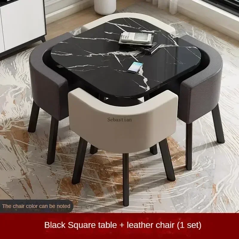 طاولة استقبال صغيرة بسيطة شمالية ومجموعة كرسي ، طاولة مكتب مستديرة ، طاولة صغيرة للتفاوض الترفيهي ، 4 أشخاص