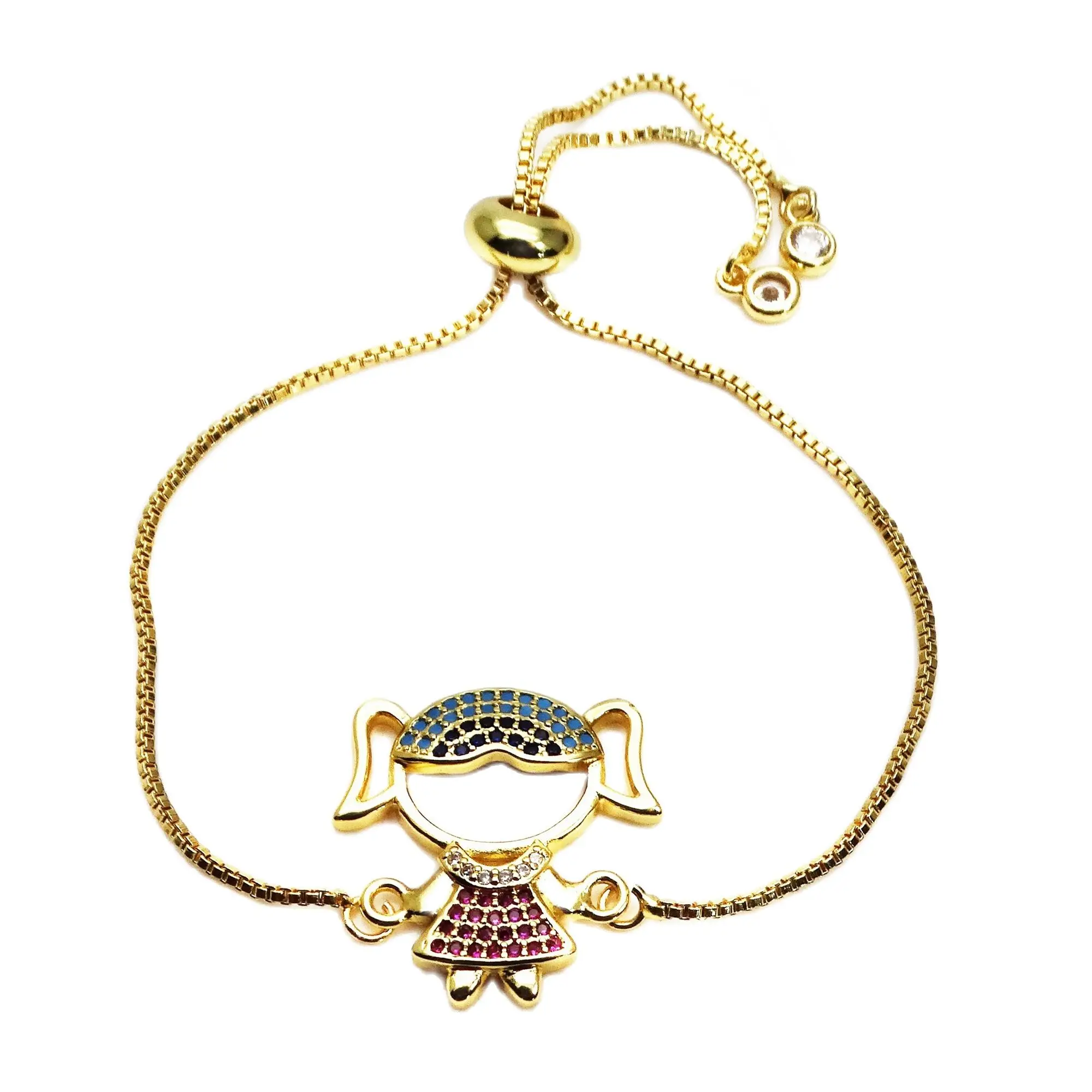 Micro zircon inlaid Cute girl boy Style hand card accessory Link bracelet  zircon doll for Jewelry Making accessory