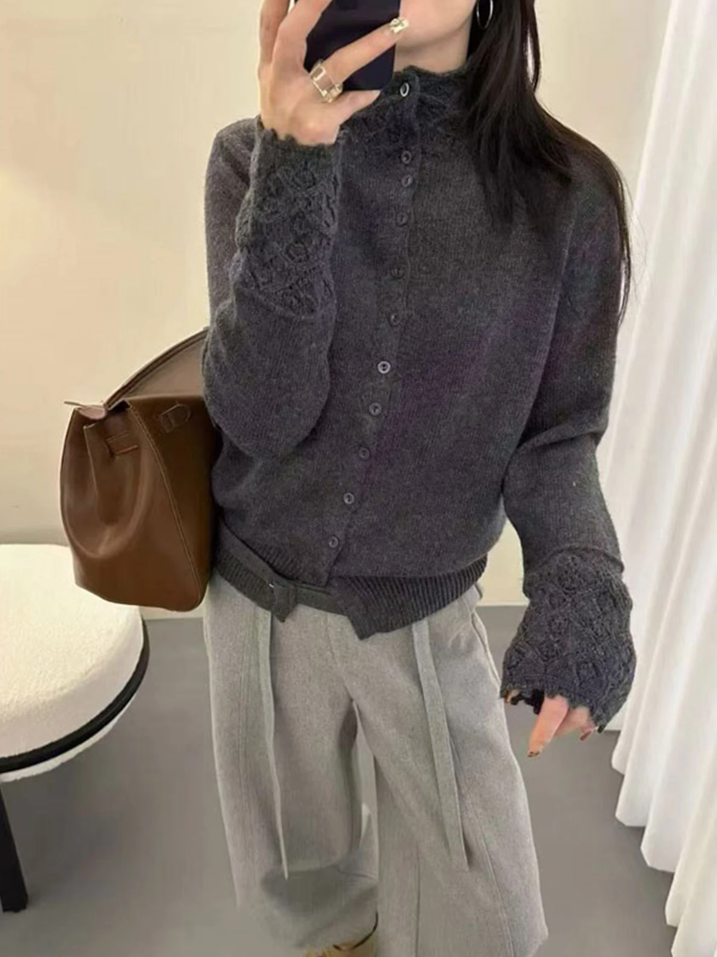 Prendas de punto Camere suaves y cómodas para mujer, cárdigan largo de invierno Sle Faion, Color suave y acogedor, cárdigan abierto versátil