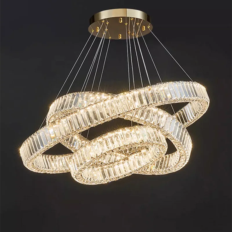 الحديثة لامعة حلقة كريستال LED الثريا الفاخرة السقف شنقا تجهيزات الإضاءة المنزل المعيشة الطعام ديكور غرفة نوم قلادة أضواء