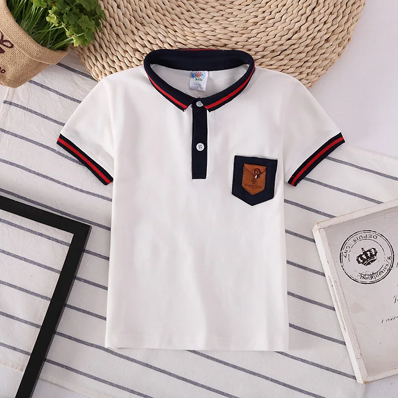 

Boys summer polo shirt Cotton Breathable Boys clothing Striped sleeve T Shirts Kids Turn-Down Collar Tops Tees 3-7year overcoat