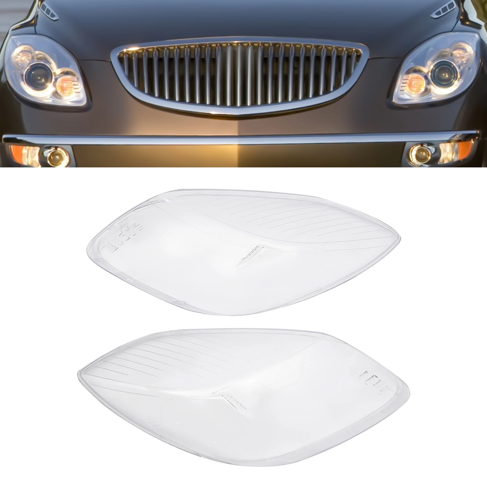 For 2008 2009 2010 2011 2012 Buick Enclave Left And Right Pair Of Clear Headlight Lens Cover