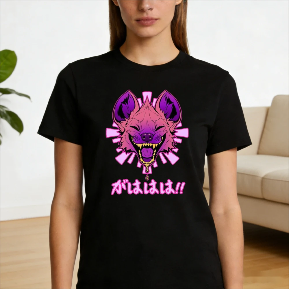Gahahaha Japanese Meme TShirt Hyena Vaporwave T-Shirt Japan Art Graphic Tee Men Women Unisex Fashion Crewneck Cotton Tee Tops