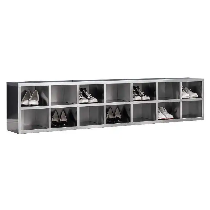 

304 stainless steel staff shoe cabinet, dust free purification workshop laboratory single sided multi grid shoe cabinet