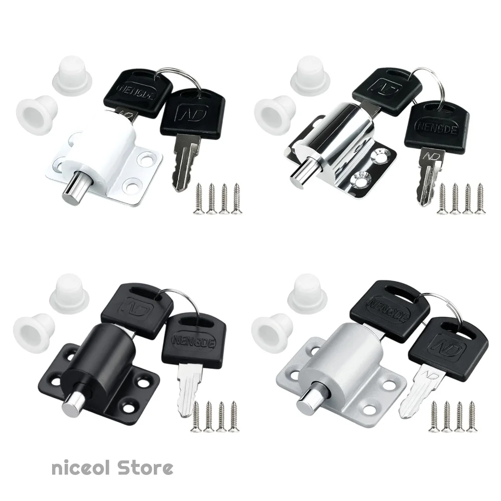 Aluminum Alloy Child Safety Protection Lock Anti-Theft Door Lock Push-In Key Latch for Child Home Safety Bedroom Office Balcony