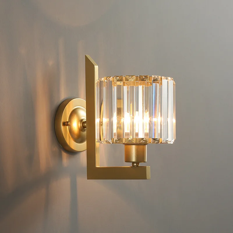 

Modern Minimalist Copper Wall Light Luxury Crystal Sconce Indoor Decor Aisle Ambient Light Living Room Bedroom Stair Wall Lamp