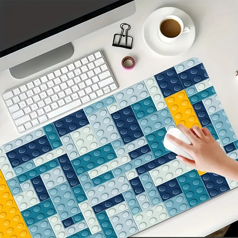 빌딩 블록 디자인 마우스 패드 대형 고무 미끄럼 방지 PC 책상 액세서리 사무실 및 게이머용 키보드 매트 장식 매트