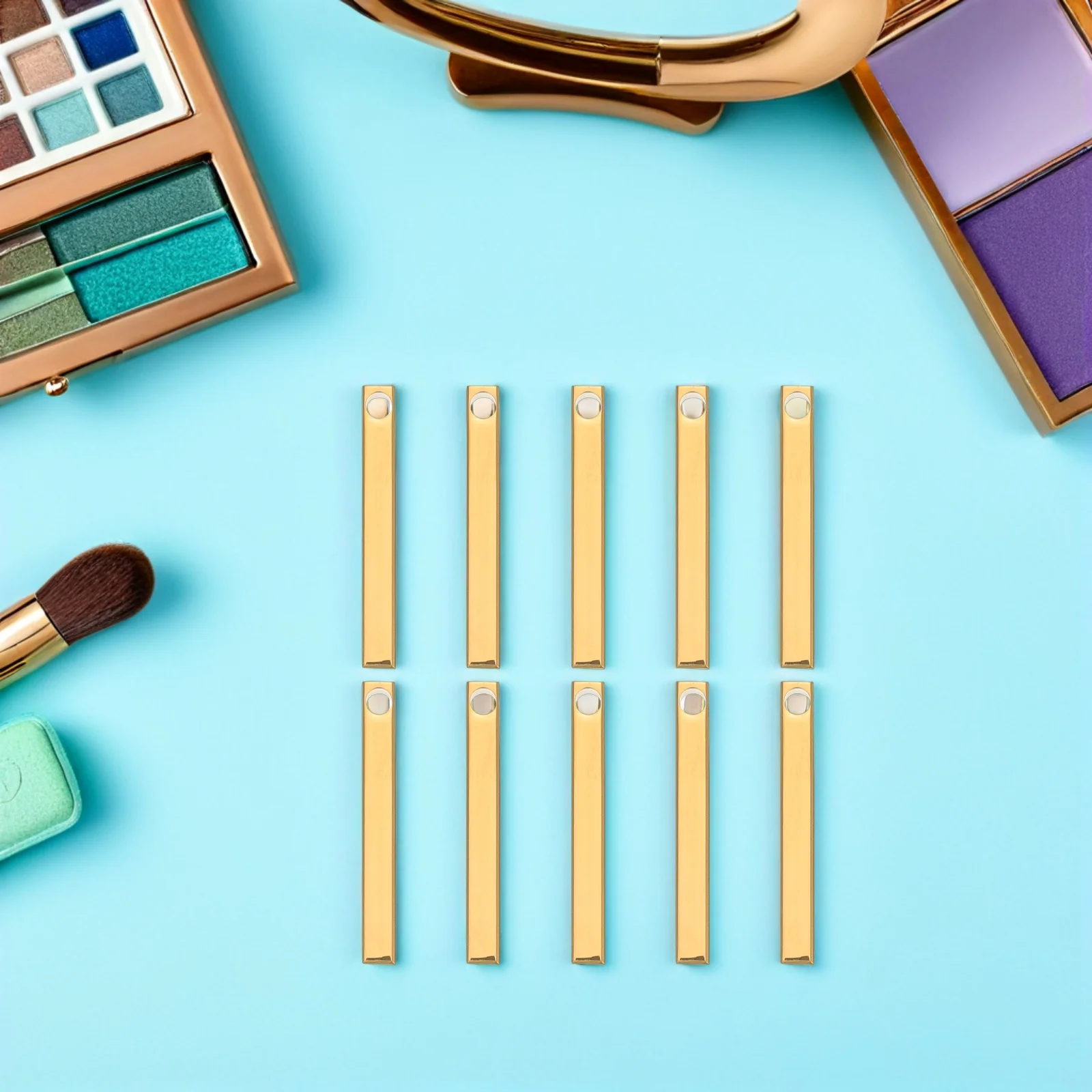 

10pcs Stainless Steel Keychain Pendant Engraving Bar Rectangle Diy Necklace Blank Durable Lightweight Portable Dual-Purpose